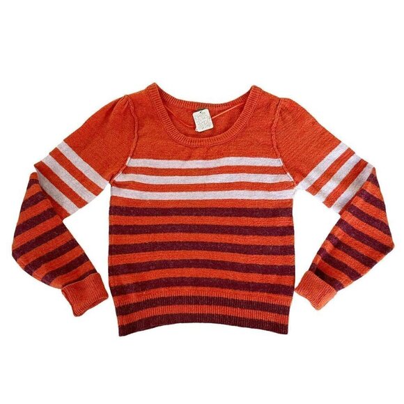 Free People Complete Me Orange Striped Alpaca Wool Blend Sweater Womans Sz M NWT - Picture 11 of 11